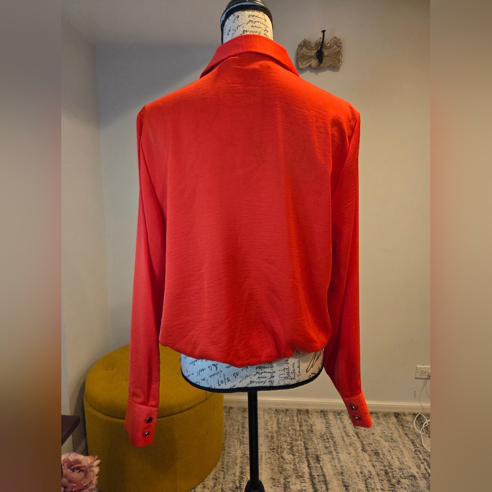 Karl Lagerfeld Vibrant Orange  Blouse,Long Sleeves, Size M. - Picture 6 of 14
